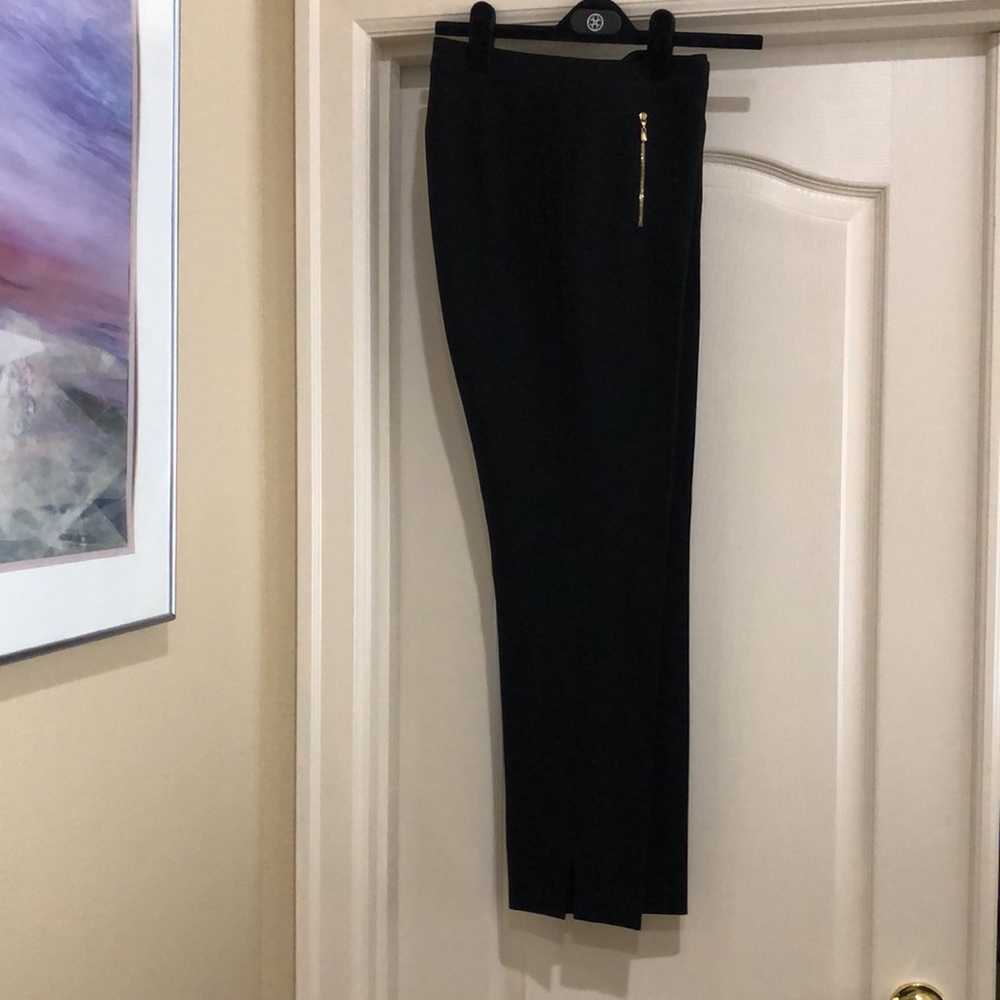 St John for Nordstrom caviar black straight leg pants ankle slits. Size …